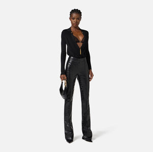 Elisabetta Franchi Black Trousers with Crocodile Print