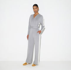 Two-colour knit jumpsuit with logo