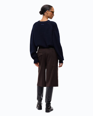Bermuda shorts in stretch wool-blend fabric