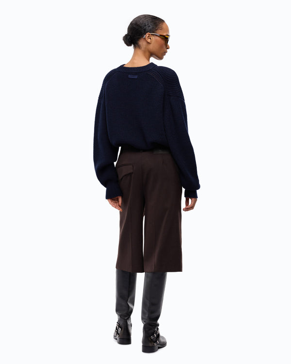 Bermuda shorts in stretch wool-blend fabric