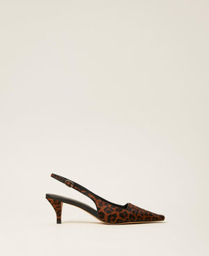 Sling back court shoes with animal print