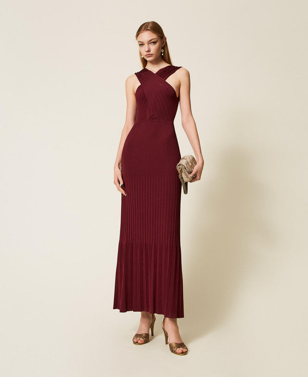 Long crossover knit dress