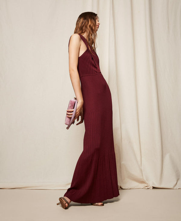 Long crossover knit dress