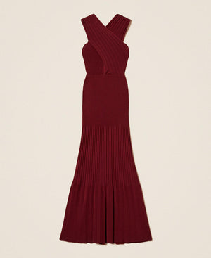 Long crossover knit dress
