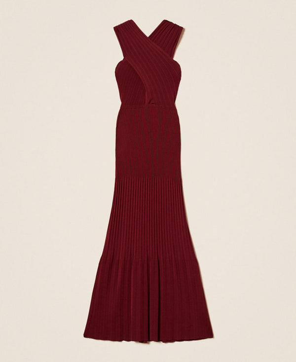 Long crossover knit dress