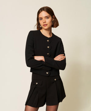 Crêpe shorts with heart-shaped buttons