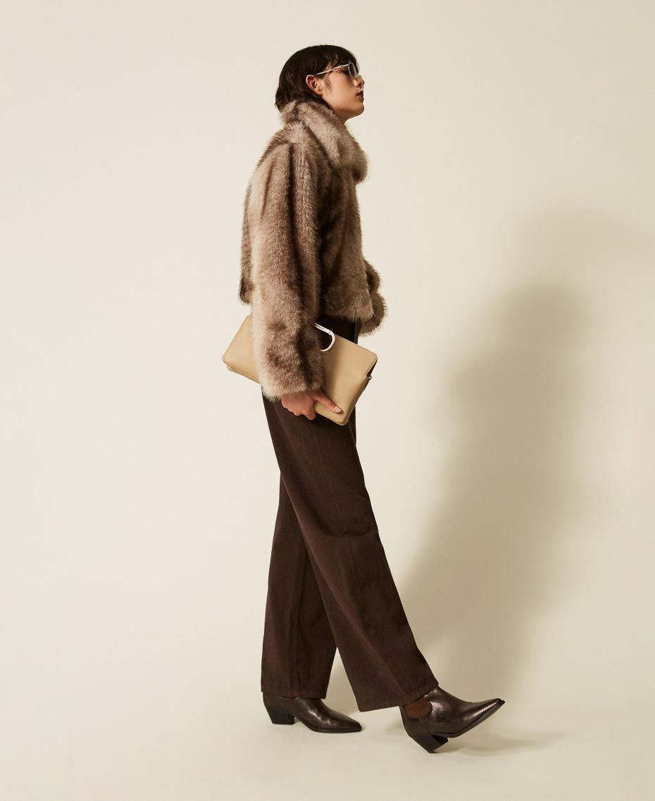 Faux fur jacket with fadeout print