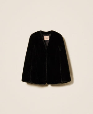 Faux fur cape jacket