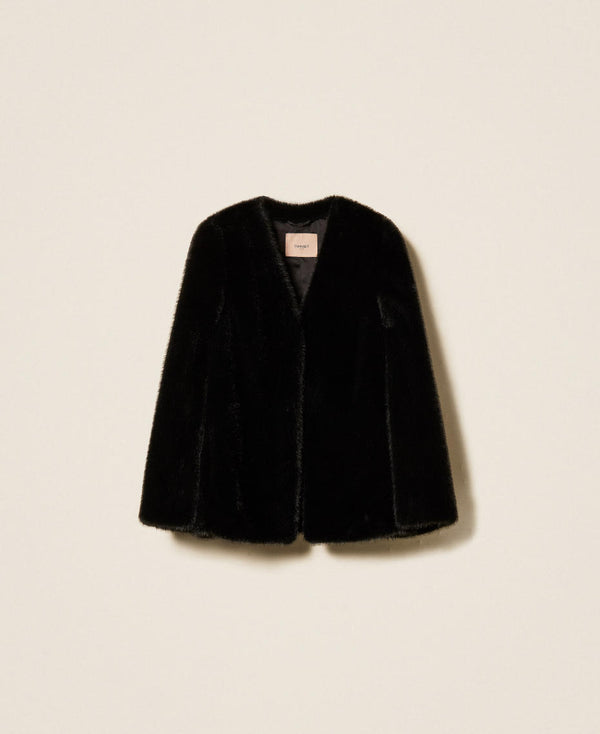 Faux fur cape jacket
