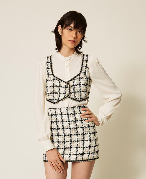 Chequered bouclé mini skirt