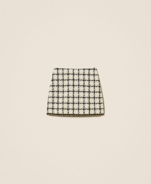 Chequered bouclé mini skirt