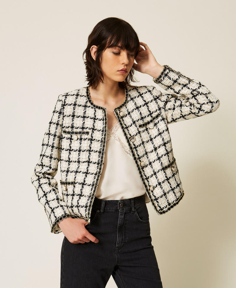 Bouclé jacket with check pattern