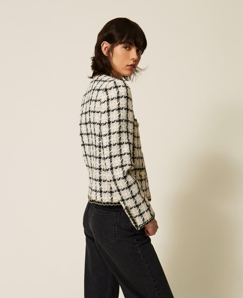 Bouclé jacket with check pattern
