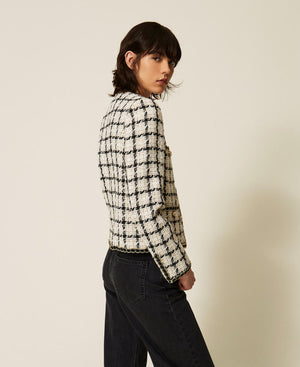 Bouclé jacket with check pattern