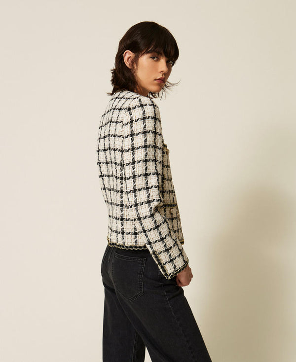 Bouclé jacket with check pattern