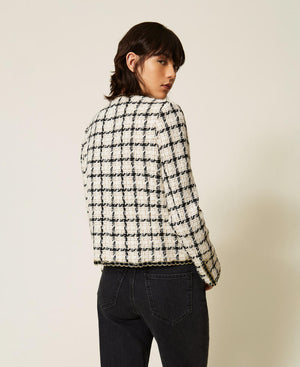 Bouclé jacket with check pattern