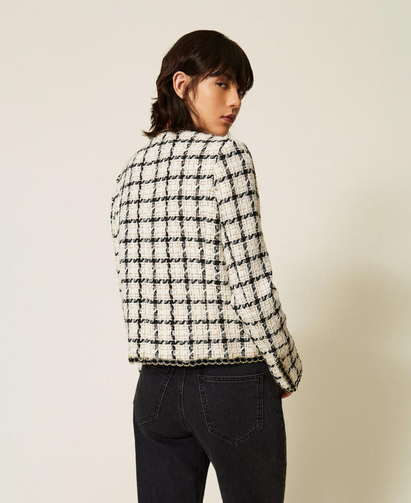 Bouclé jacket with check pattern