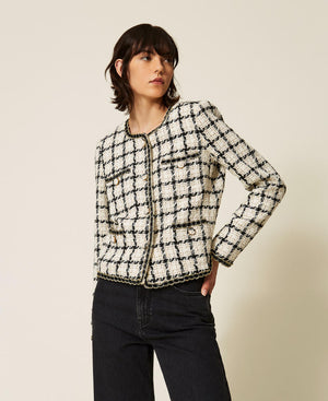 Bouclé jacket with check pattern