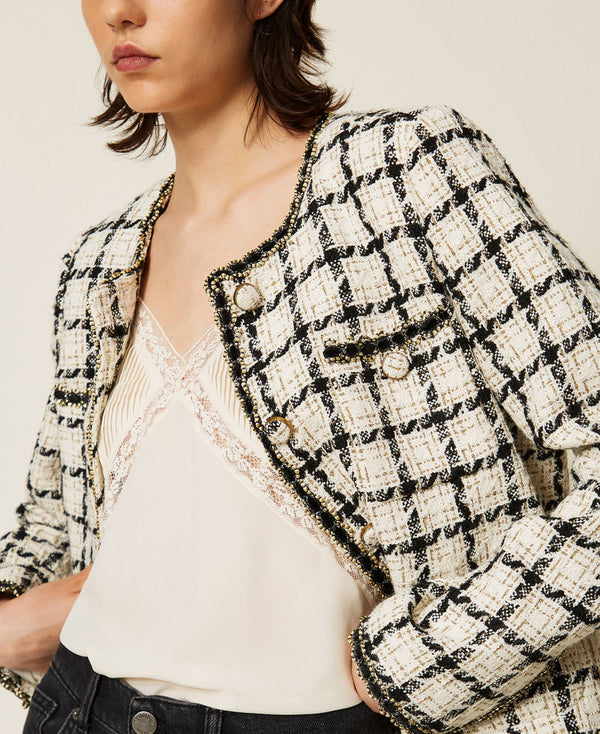 Bouclé jacket with check pattern