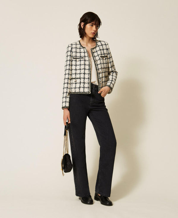 Bouclé jacket with check pattern