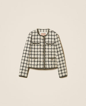Bouclé jacket with check pattern