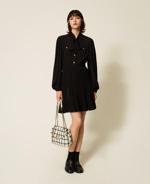 Short dress with knitted skirt
