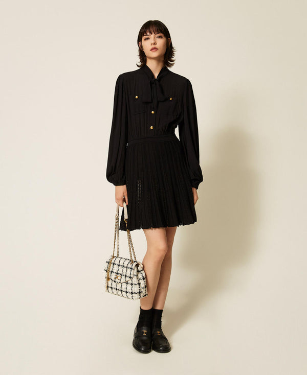 Short dress with knitted skirt