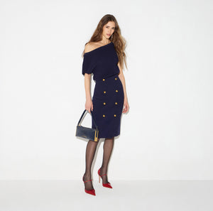 Knit dress with jewel buttons