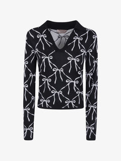 TWINSET Pull à Col v Et Motif Nœud