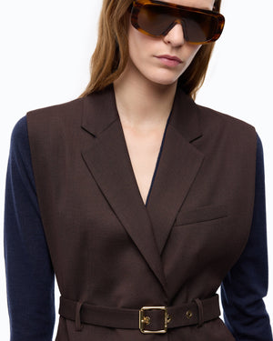 Σακάκι-γιλέκο ανοιχτό πλευρικά με ζώνη