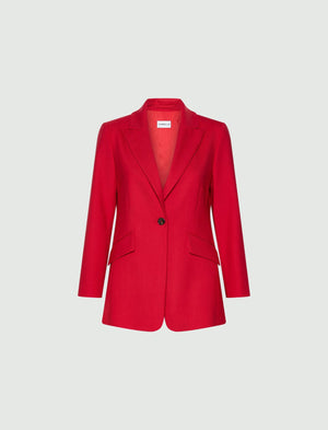 Single-breasted stretch-twill jacket - RED