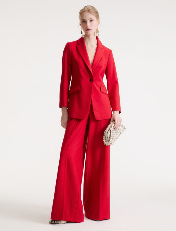 Single-breasted stretch-twill jacket - RED