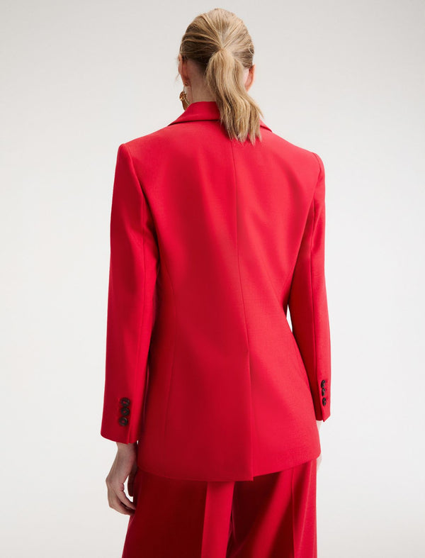Single-breasted stretch-twill jacket - RED