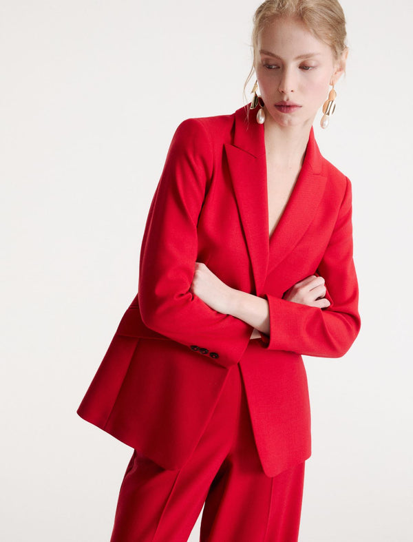 Single-breasted stretch-twill jacket - RED