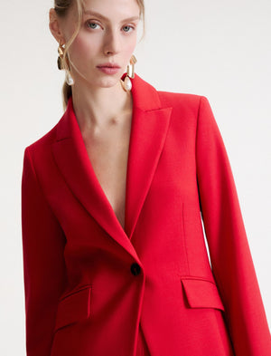 Single-breasted stretch-twill jacket - RED