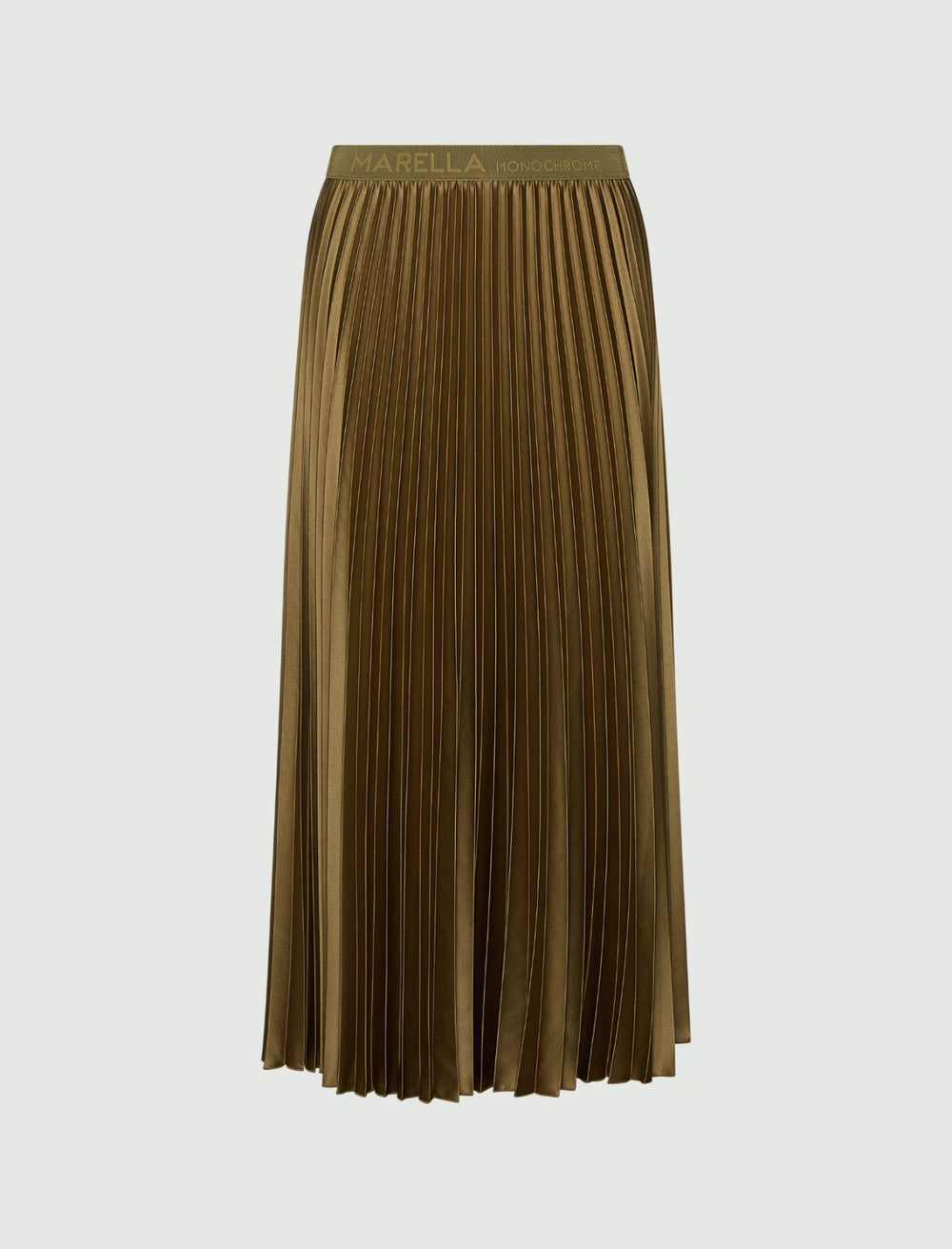 Pleated satin skirt - OIL GREEN