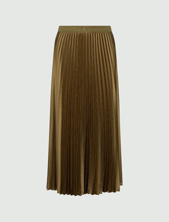 Pleated satin skirt - OIL GREEN