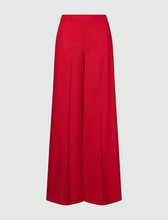 Wool-blend twill wide-leg trousers