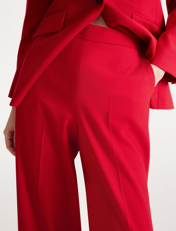 Wool-blend twill wide-leg trousers