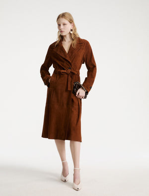 Suede trench coat