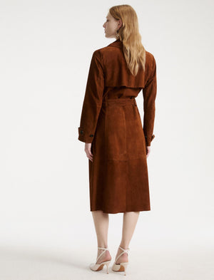 Suede trench coat