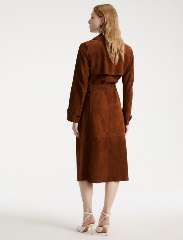 Suede trench coat