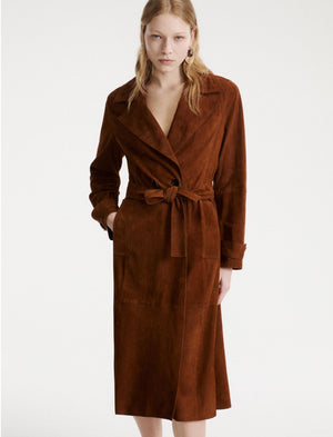 Suede trench coat