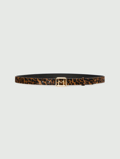 Pony-skin effect leather belt