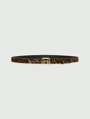 Pony-skin effect leather belt
