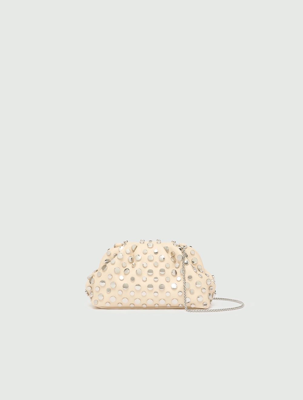Small deerskin-effect clutch bag with studs - TURTLEDOVE