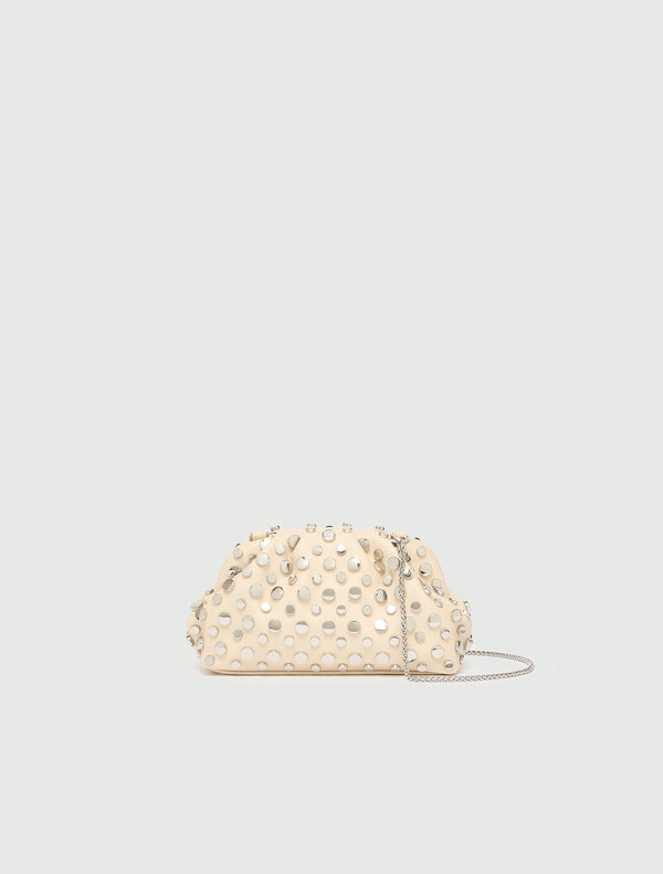 Small deerskin-effect clutch bag with studs - TURTLEDOVE
