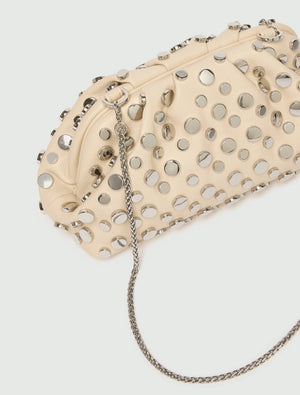Small deerskin-effect clutch bag with studs - TURTLEDOVE