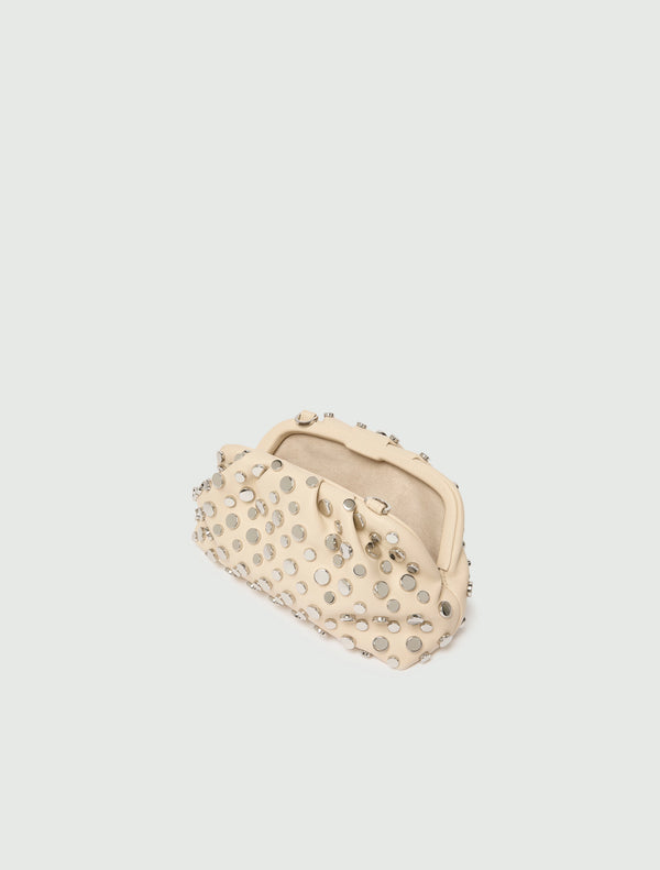 Small deerskin-effect clutch bag with studs - TURTLEDOVE