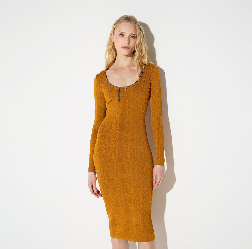 Knit dress with snake pattern